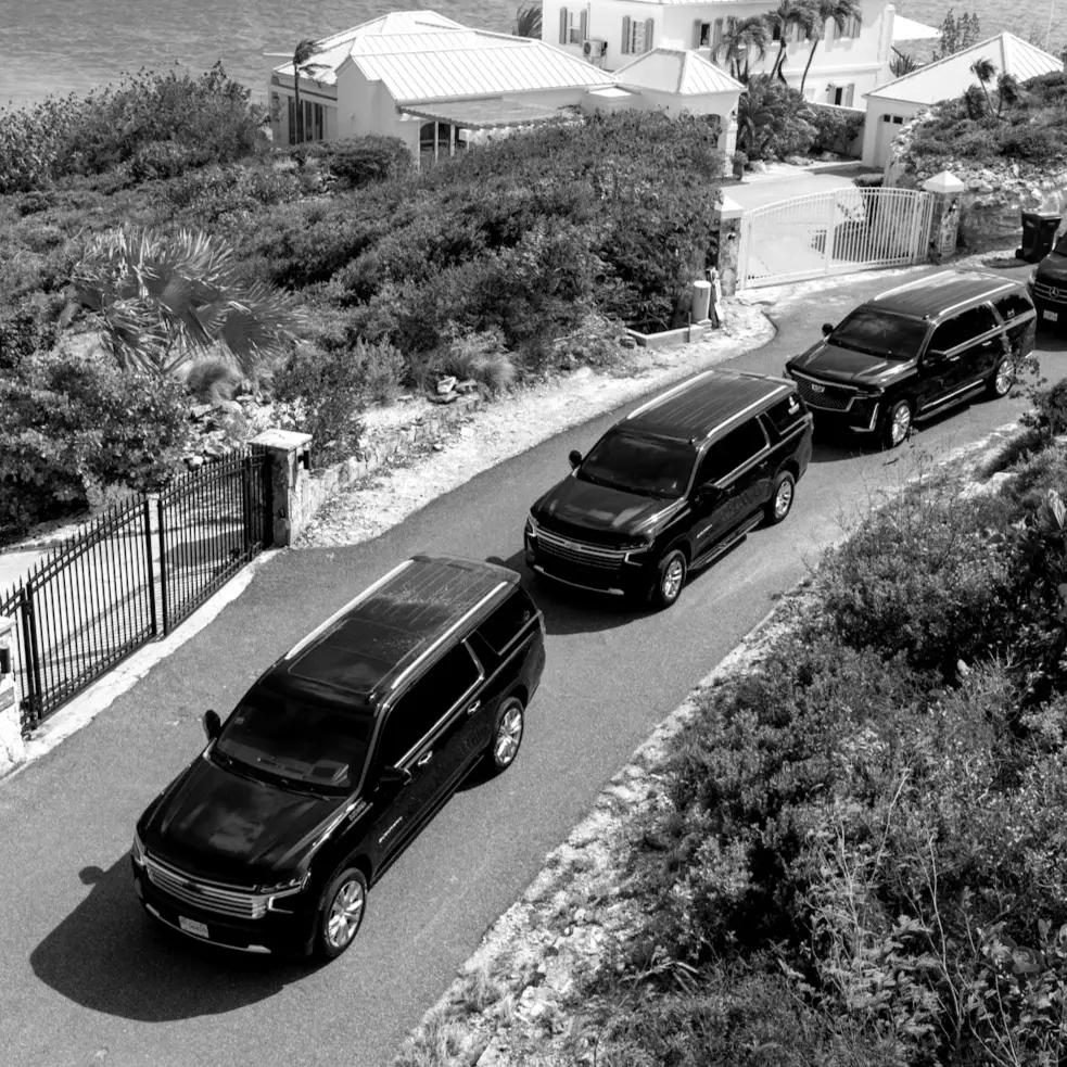 MR VIP convoy arriving at a private villa